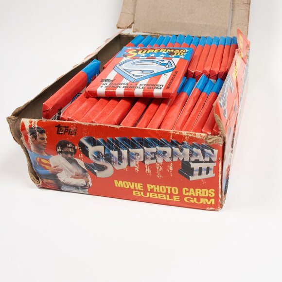 SUPERMAN 3 III 1983 Wax Pack Box Set 32-Packs Vintage Sealed - Picture 4 of 5